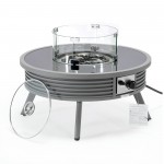 Leisuremod Walbrooke Outdoor Patio Aluminum Round Slats Design Fire Pit, Grey