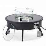 Leisuremod Walbrooke Outdoor Patio Aluminum Round Fire Pit, Black