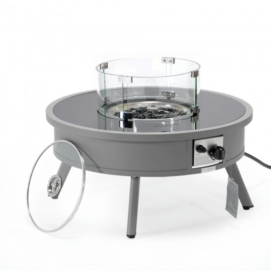 Leisuremod Walbrooke Outdoor Patio Aluminum Round Fire Pit, Grey