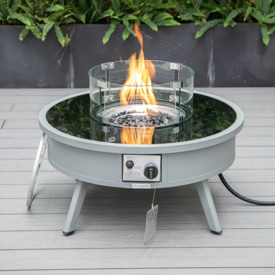 Leisuremod Walbrooke Outdoor Patio Aluminum Round Fire Pit, Grey