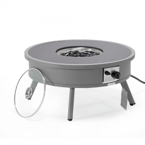 Leisuremod Walbrooke Outdoor Patio Aluminum Round Fire Pit, Grey