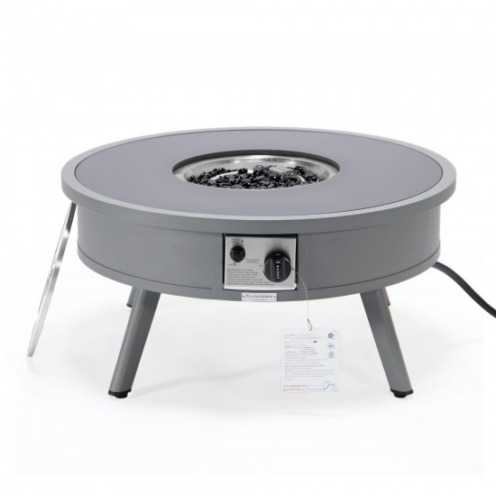 Leisuremod Walbrooke Outdoor Patio Aluminum Round Fire Pit, Grey