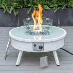 Leisuremod Walbrooke Outdoor Patio Aluminum Round Fire Pit, White