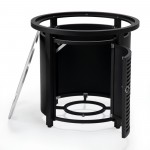 LeisureMod Walbrooke Black Patio Round Tank Holder with Slats Design, Black