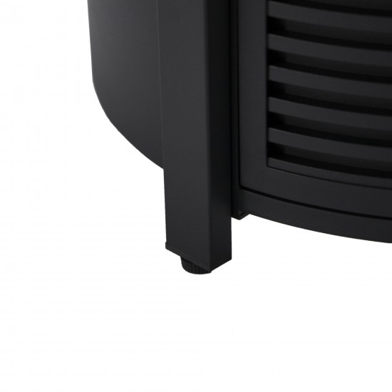 LeisureMod Walbrooke Black Patio Round Tank Holder with Slats Design, Black