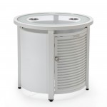 LeisureMod Walbrooke White Patio Round Tank Holder with Slats Design, White