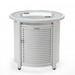 LeisureMod Walbrooke White Patio Round Tank Holder with Slats Design, White