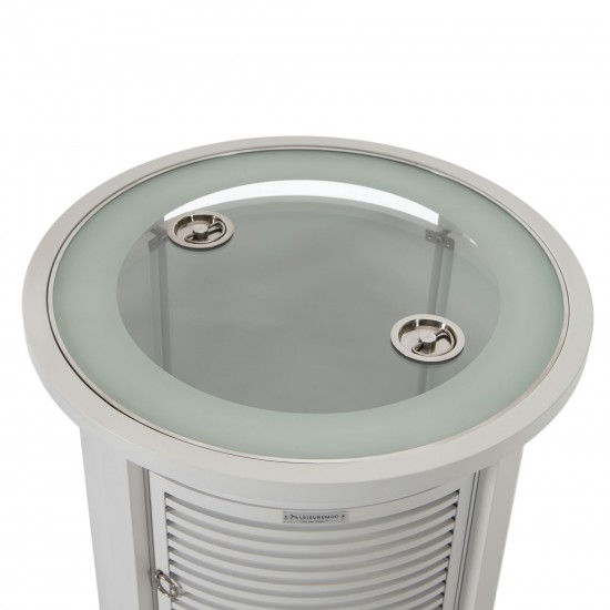 LeisureMod Walbrooke White Patio Round Tank Holder with Slats Design, White