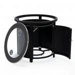 LeisureMod Walbrooke Black Patio Round Tank Holder, Black