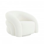 Pasargad Home Azzurro Upholstered Swivel Loungechair, Ivory