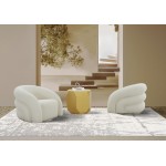 Pasargad Home Azzurro Upholstered Swivel Loungechair, Ivory