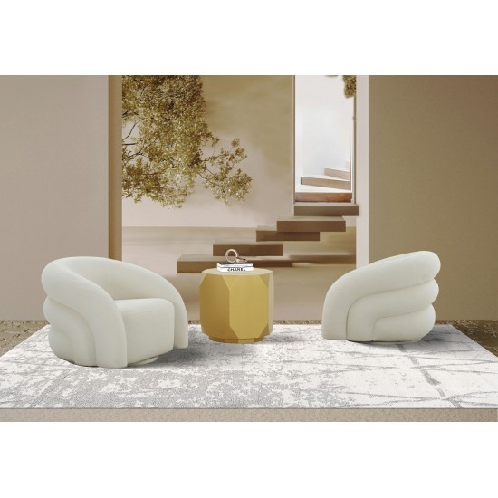 Pasargad Home Azzurro Upholstered Swivel Loungechair, Ivory