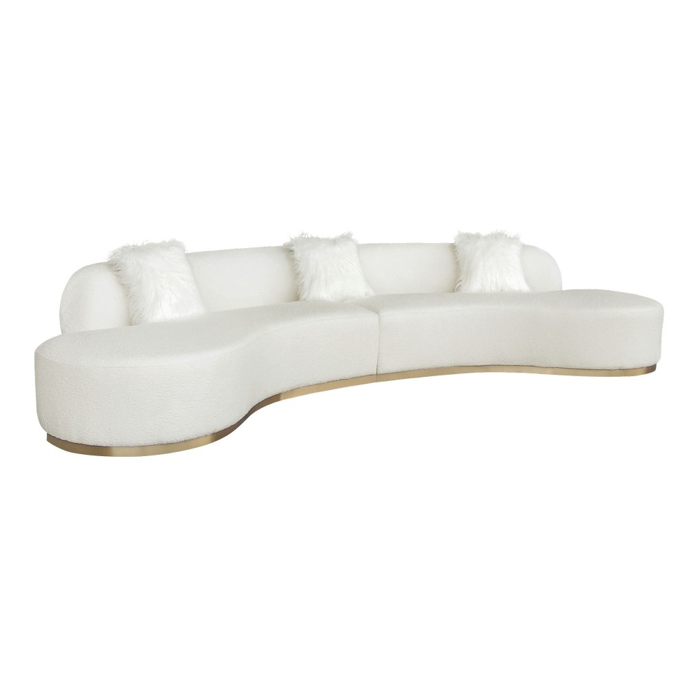 Pasargad Home Simona Collection Curved Sofa with 3 Pillows, 150.4" Width Pasargad Home Simona Collection Curved Sofa with 3 Pillows, 150.4" Width