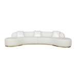 Pasargad Home Simona Collection Curved Sofa with 3 Pillows, 150.4" Width
