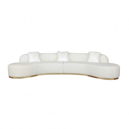 Pasargad Home Simona Collection Curved Sofa with 3 Pillows, 150.4" Width