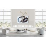 Pasargad Home Simona Collection Curved Sofa with 3 Pillows, 150.4" Width