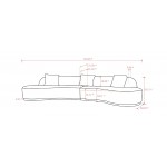 Pasargad Home Simona Collection Curved Sofa with 3 Pillows, 150.4" Width