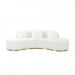 Pasargad Home Simona Collection Curved Sofa with 3 Pillows, 110.6" Width