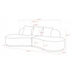 Pasargad Home Simona Collection Curved Sofa with 3 Pillows, 110.6" Width