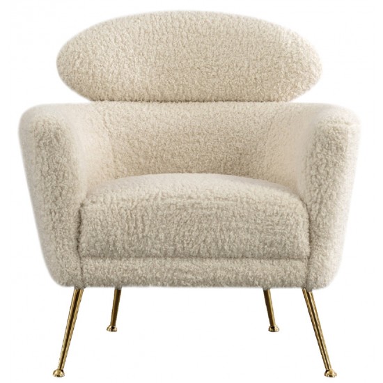 Pasargad Home Felice Collection Modern Indoor Accent Chair, Cream