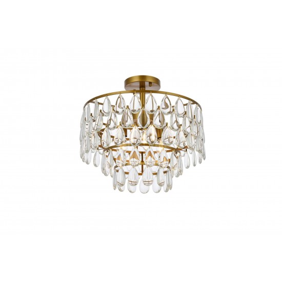 Mila 16 inch flush mount in brass