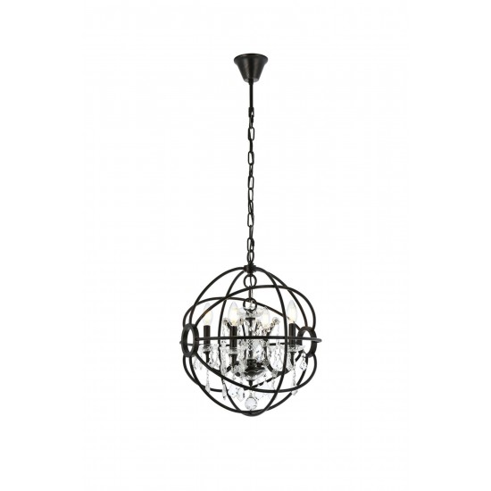 Geneva 4 light Dark Bronze Pendant Clear Royal Cut crystal