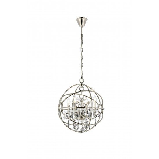 Geneva 4 light polished nickel Pendant Silver Shade (Grey) Royal Cut crystal