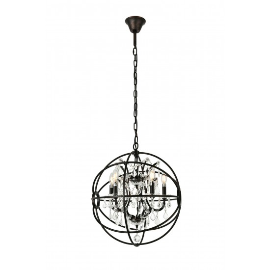 Geneva 5 light Dark Bronze Pendant Clear Royal Cut crystal