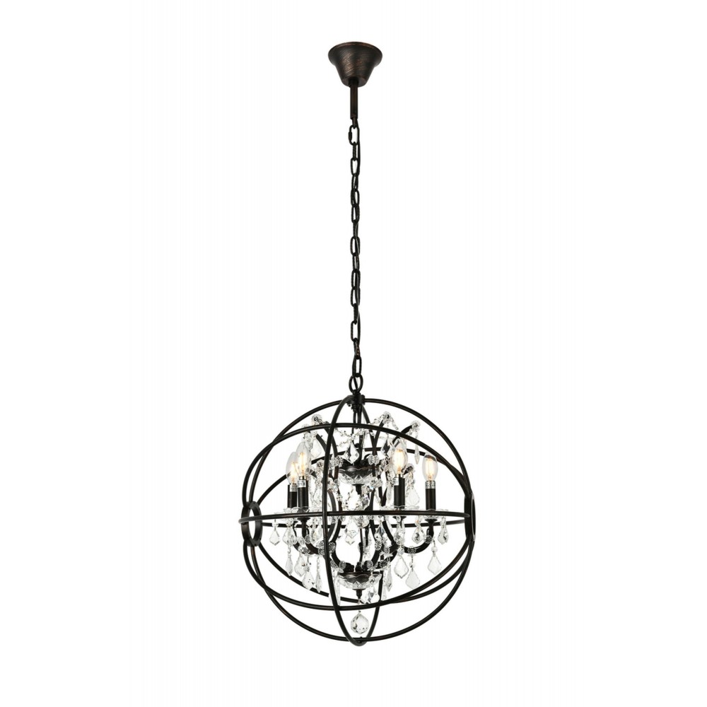 Geneva 5 light Dark Bronze Pendant Clear Royal Cut crystal