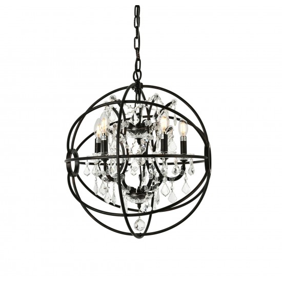 Geneva 5 light Dark Bronze Pendant Clear Royal Cut crystal