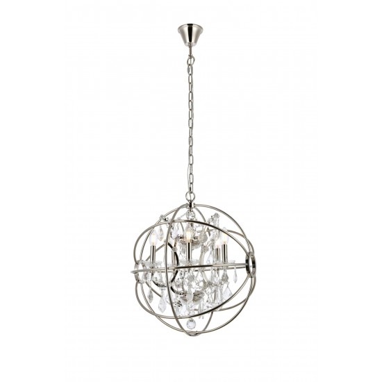 Geneva 5 light polished nickel Pendant Clear Royal Cut crystal