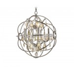 Geneva 5 light polished nickel Pendant Golden Teak (Smoky) Royal Cut crystal