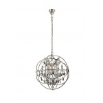 Geneva 5 light polished nickel Pendant Silver Shade (Grey) Royal Cut crystal