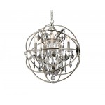 Geneva 5 light polished nickel Pendant Silver Shade (Grey) Royal Cut crystal