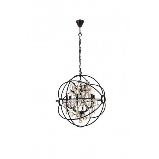 Geneva 6 light Dark Bronze Chandelier Golden Teak (Smoky), 1130D25DB-GT/RC