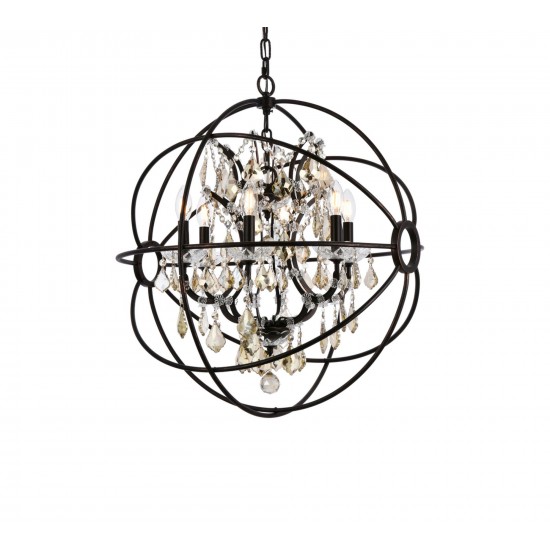 Geneva 6 light Dark Bronze Chandelier Golden Teak (Smoky), 1130D25DB-GT/RC