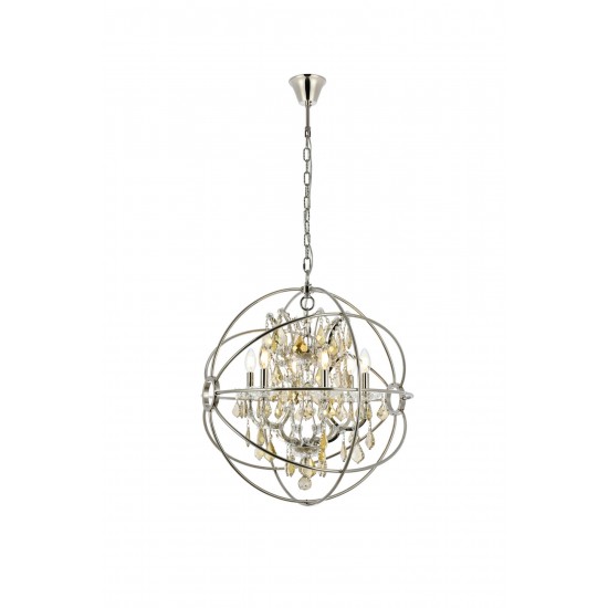 Geneva 6 light polished nickel Chandelier Golden Teak (Smoky), 1130D25PN-GT/RC