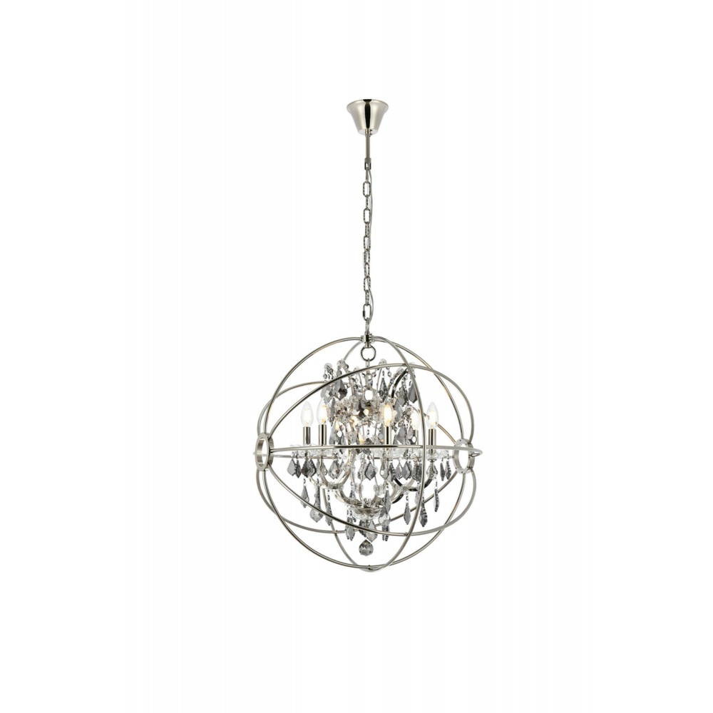 Geneva 6 light polished nickel Chandelier Silver Shade (Grey), 1130D25PN-SS/RC