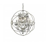 Geneva 6 light polished nickel Chandelier Silver Shade (Grey), 1130D25PN-SS/RC