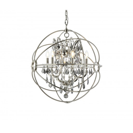 Geneva 6 light polished nickel Chandelier Silver Shade (Grey), 1130D25PN-SS/RC