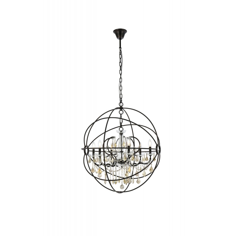 Geneva 6 light Dark Bronze Chandelier Golden Teak (Smoky), 1130D32DB-GT/RC Geneva 6 light Dark Bronze Chandelier Golden Teak (Smoky), 1130D32DB-GT/RC