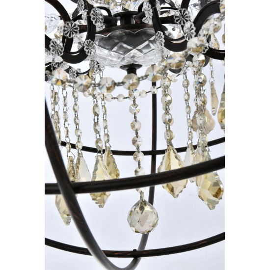 Geneva 6 light Dark Bronze Chandelier Golden Teak (Smoky), 1130D32DB-GT/RC