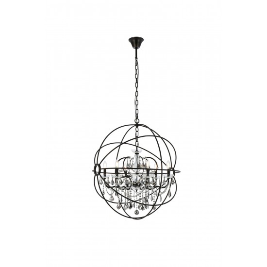 Geneva 6 light Dark Bronze Chandelier Silver Shade (Grey), 1130D32DB-SS/RC