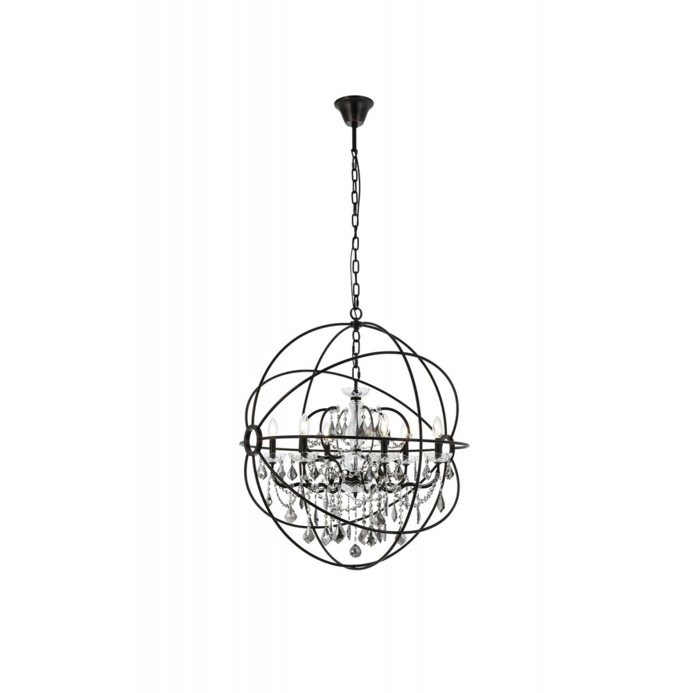Geneva 6 light Dark Bronze Chandelier Silver Shade (Grey), 1130D32DB-SS/RC