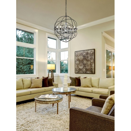 Geneva 6 light Dark Bronze Chandelier Silver Shade (Grey), 1130D32DB-SS/RC