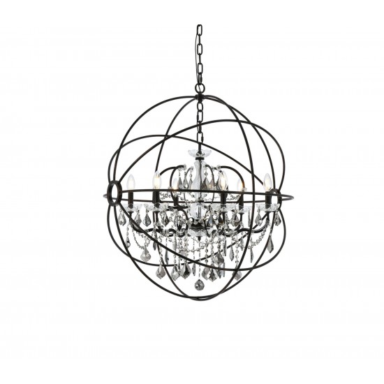 Geneva 6 light Dark Bronze Chandelier Silver Shade (Grey), 1130D32DB-SS/RC