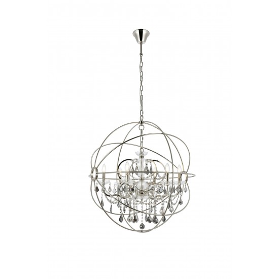 Geneva 6 light polished nickel Chandelier Silver Shade (Grey), 1130D32PN-SS/RC