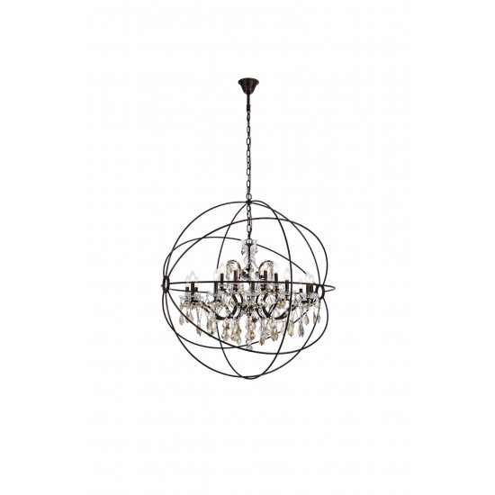 Geneva 18 light Dark Bronze Chandelier Golden Teak (Smoky) Royal Cut crystal