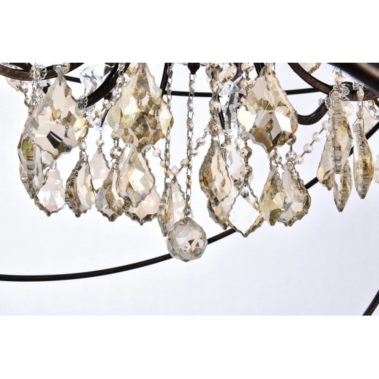 Geneva 18 light Dark Bronze Chandelier Golden Teak (Smoky) Royal Cut crystal