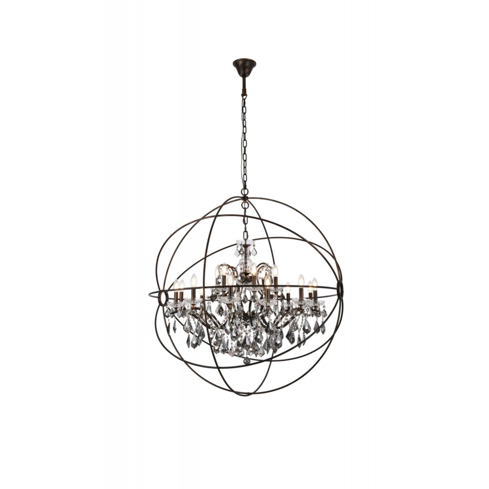 Geneva 18 light Dark Bronze Chandelier Silver Shade (Grey) Royal Cut crystal